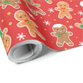 フェスティバルクリスマスジンジャーブレッドのタイル模様 ラッピングペーパー (ロールコーナー)