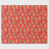 フェスティバルクリスマスジンジャーブレッドのタイル模様 ラッピングペーパー (フラット)