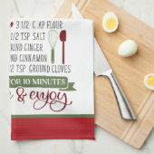 フェスティバルクリスマスジンジャーブレッドクッキーレシピ キッチンタオル (四つ折り)