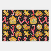 フェスティバルクリスマスジンジャーブレッドクッキー&キャンディーケーン ラッピングペーパーシート (正面3)