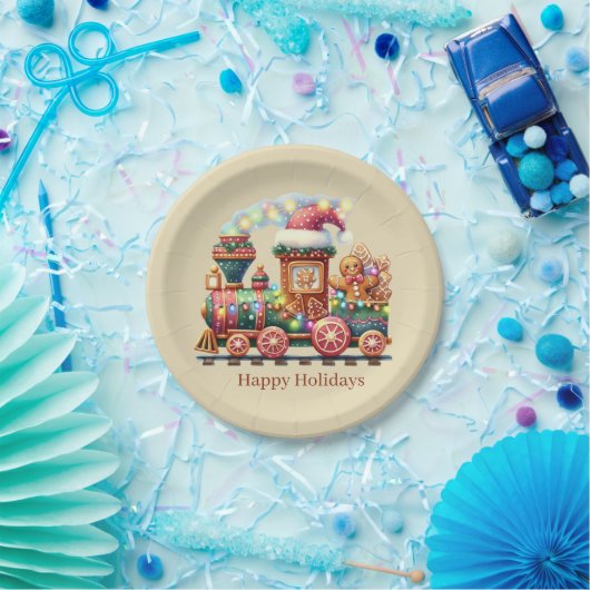 フェスティバルクリスマスジンジャーブレッド列車パーティー ペーパープレート (パーティー)
