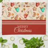 フェスティバルクリスマスジンジャーブレッドCookie & Cocoa キッチンタオル (折り畳み)