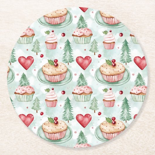 フェスティバルクリスマススイーツ ラウンドペーパーコースター (正面)