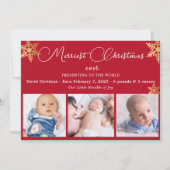 フェスティバルクリスマススター写真ベビー誕生発表 シーズンカード (正面)