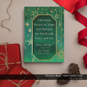 フェスティバルクリスマススター：緑と金ゴールド写真 シーズンカード