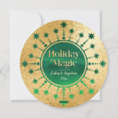 フェスティバルクリスマススター:緑と金ゴールド シーズンカード (裏面)