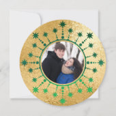 フェスティバルクリスマススター:緑と金ゴールド シーズンカード (正面)