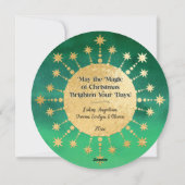 フェスティバルクリスマススター：緑と金ゴールド シーズンカード (裏面)