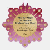 フェスティバルクリスマススター:赤と金ゴールドの写真 オーナメントカード (裏面)