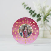 フェスティバルクリスマススター：赤と金ゴールドの写真 シーズンカード (スタンド正面)