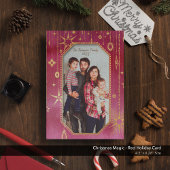 フェスティバルクリスマススター：赤と金ゴールドの写真 シーズンカード