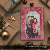 フェスティバルクリスマススター:赤と金ゴールドの写真 シーズンカード