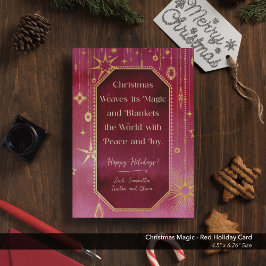 フェスティバルクリスマススター:赤と金ゴールドの写真 シーズンカード