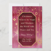 フェスティバルクリスマススター:赤と金ゴールドの写真 シーズンカード (正面)