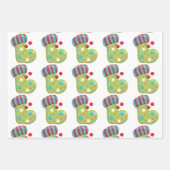 フェスティバルクリスマスストッキングの白い柄 ラッピングペーパーシート (正面3)