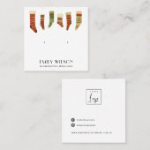 フェスティバルクリスマスストッキングスタッドイヤリングディスプレイ スクエア名刺 (正面/裏面)