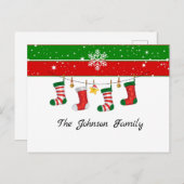 フェスティバルクリスマスストッキングテンプレート ポストカード (正面/裏面)