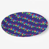 フェスティバルクリスマスストリングライトオンブルー ペーパープレート (アングル)