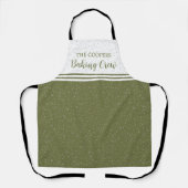 フェスティバルクリスマススノーフォールパターングリーンホリデー エプロン (正面)