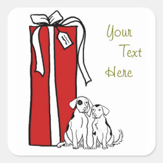 フェスティバルクリスマススノーフレークドッグ スクエアシール