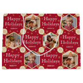 フェスティバルクリスマススノーフレークフォトクラシック深いレッド ラージペーパーバッグ (正面)