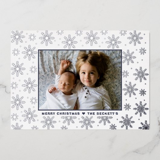 フェスティバルクリスマススノーフレーク実在写真 箔シーズンカード (正面)