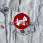 フェスティバルクリスマススノーフレーク犬 缶バッジ (インサイチュ)