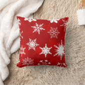 フェスティバルクリスマススノーフレーク赤と白ー クッション (ブランケット)