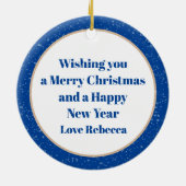 フェスティバルクリスマススロットの名前の追加メッセージ セラミックオーナメント (裏面)