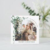 フェスティバルクリスマスセージ緑のリボン2写真 シーズンカード (スタンド正面)