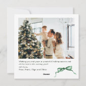 フェスティバルクリスマスセージ緑のリボン2写真 シーズンカード (裏面)