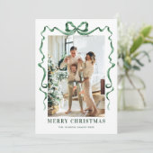 フェスティバルクリスマスセージ緑のリボン2写真 シーズンカード (スタンド正面)
