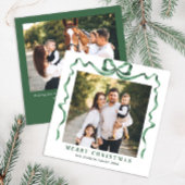 フェスティバルクリスマスセージ緑のリボン2写真 シーズンカード