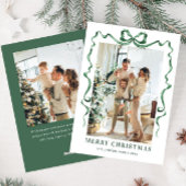 フェスティバルクリスマスセージ緑のリボン2写真 シーズンカード