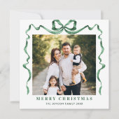 フェスティバルクリスマスセージ緑のリボン2写真 シーズンカード (正面)
