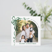 フェスティバルクリスマスセージ緑のリボン2写真 シーズンカード (スタンド正面)
