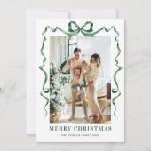 フェスティバルクリスマスセージ緑のリボン3写真 シーズンカード (正面)