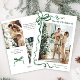 フェスティバルクリスマスセージ緑のリボン3写真 シーズンカード