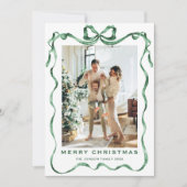フェスティバルクリスマスセージ緑のリボン3写真 シーズンカード (正面)