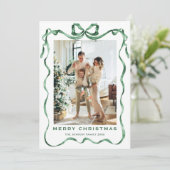 フェスティバルクリスマスセージ緑のリボン3写真 シーズンカード (スタンド正面)