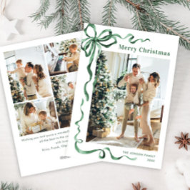フェスティバルクリスマスセージ緑のリボン5写真 シーズンカード