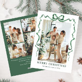 フェスティバルクリスマスセージ緑のリボン5写真 シーズンカード