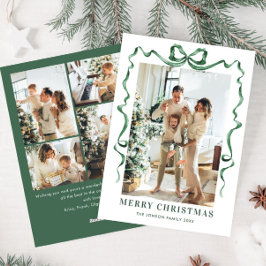 フェスティバルクリスマスセージ緑のリボン5写真 シーズンカード