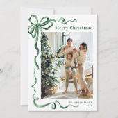 フェスティバルクリスマスセージ緑のリボン5写真 シーズンカード (正面)