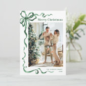 フェスティバルクリスマスセージ緑のリボン5写真 シーズンカード (スタンド正面)
