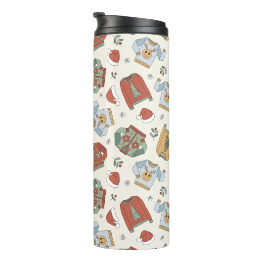 フェスティバルクリスマスセーターと帽子のパターン タンブラー (回転右)