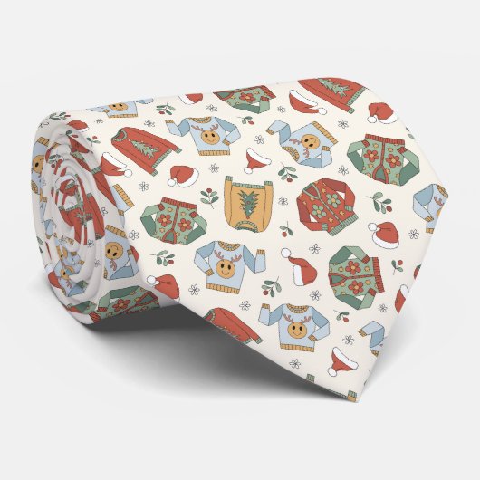 フェスティバルクリスマスセーターと帽子のパターン ネクタイ (ロール)