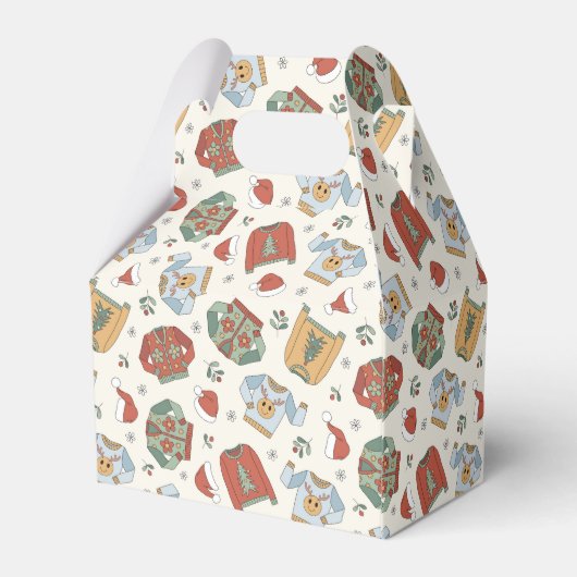 フェスティバルクリスマスセーターと帽子のパターン フェイバーボックス (裏面サイド)