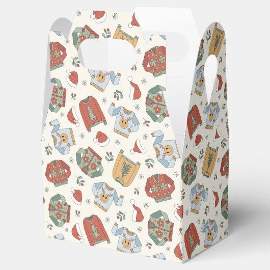 フェスティバルクリスマスセーターと帽子のパターン フェイバーボックス (オープン)