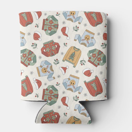 フェスティバルクリスマスセーターと帽子のパターン 缶クーラー (裏面)